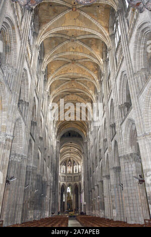 Interior nave of Rouen Cathedral, Place de la Cathedrale, Rouen, Normandy, France Stock Photo
