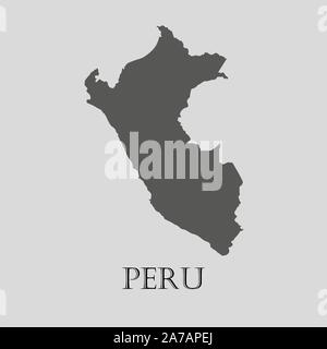 Gray Peru map on light grey background. Gray Peru map - vector illustration. Stock Vector