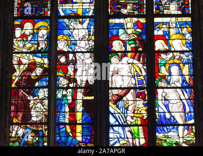 Chapelle Saint Sever stained-glass window inside Rouen Cathedral, Place de la Cathedrale, Rouen, Normandy, France Stock Photo