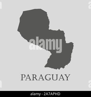 Gray Paraguay map on light grey background. Gray Paraguay map - vector illustration. Stock Vector