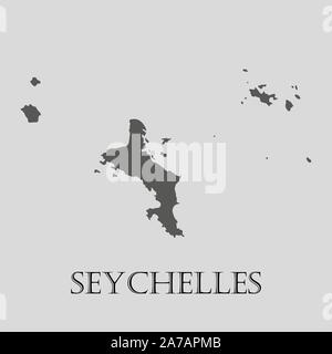 Gray Seychelles map on light grey background. Gray Seychelles map - vector illustration. Stock Vector