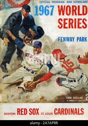 The cover of the official program and scorecard for the 1967 MLB World Series between the Boston Red Sox and the St. Louis Cardinals at Fenway Park in Boston. Stock Photo