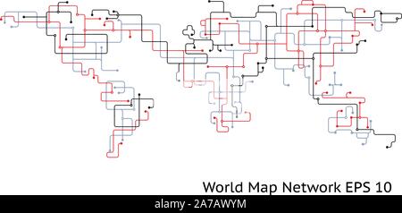 World Earth Map Network scheme - grouped easy to edit Stock Vector