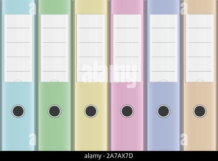 Office Stationery Lever Arch Ringbinder Folders in Spring Colors - grouped easy to edit Stock Vector