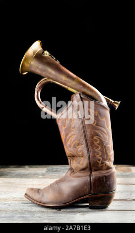 Cowboy bugle with room for your type or message. Stock Photo