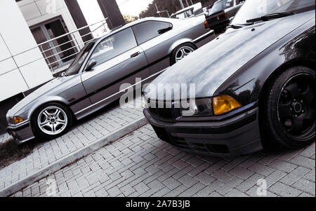 Moldova 25.09.2019. Sport Bmw E36 M3 Modern Stance Car Racing Car Drifting  Burnout,  Clean BBS Wheels Stock Photo