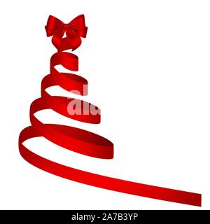 abstract christmas tree with red ribbon and bow Stock Vector