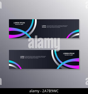 technology banner template, Abstract Dark Neon Background suitable for web header, footer, advertising vector design Stock Photo
