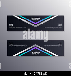technology banner template, Abstract Dark Neon Background suitable for web header, footer, advertising vector design Stock Photo