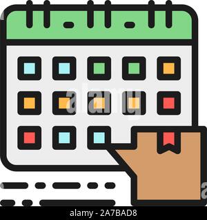 Time of delivery, shipping calendar flat color icon. Stock Vector
