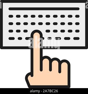 Man typing text on keyboard flat color icon. Stock Vector