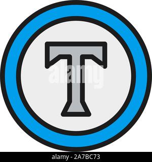 Text sign, copyright, author mark flat color icon. Stock Vector