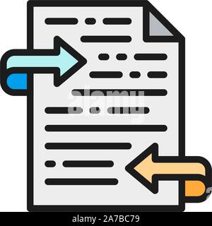 Letter, text translation, feedback flat color icon. Stock Vector