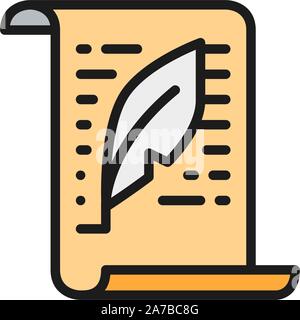Letter, document, text, copywriting flat color icon. Stock Vector