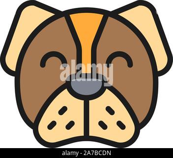 Vector dog, pet, animal flat color icon. Stock Vector