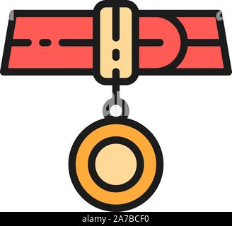 Collar with address, medallion flat color icon. Stock Vector