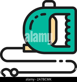 Roulette leash for pet flat color icon. Stock Vector