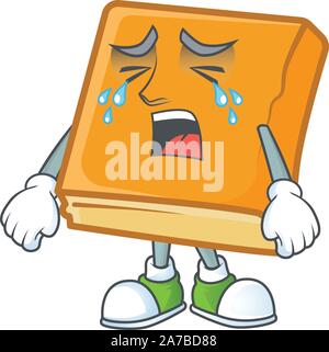 cornbread with crying mascot on white background Stock Vector
