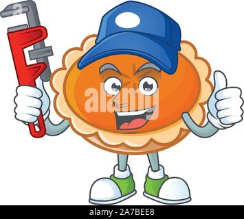 orange pie in the character with plumber Stock Vector