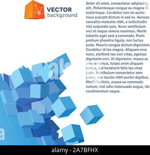 Vector 3D explosion background with cubical particles Stock Vector