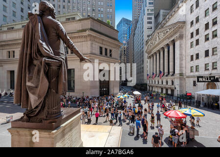 Wall street and New York Stock Exchange Stock Photo