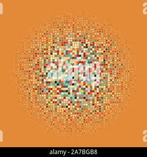 Flat colored ornament with retro halftone dots Stock Vector