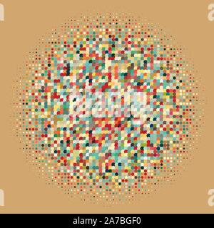 Flat colored ornament with retro halftone dots Stock Vector