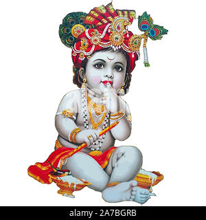 lord krishna baby festival hinduism culture mythology illustration Stock Photo