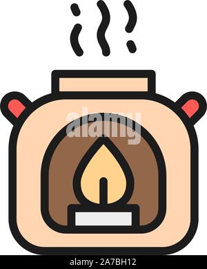 Aroma lamp, gas burner flat color icon. Stock Vector