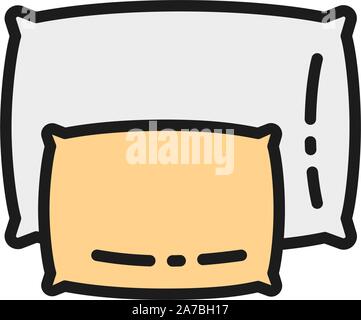 Big and small pillows flat color icon. Stock Vector