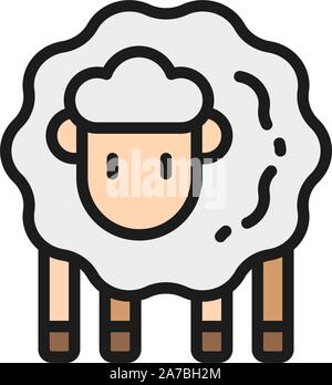 Lamb, sheep flat color icon. Isolated on white background Stock Vector
