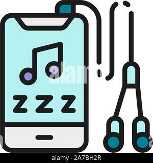Vector player with headphones flat color icon. Stock Vector