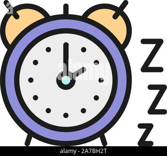 Alarm clock flat color icon. Isolated on white background Stock Vector