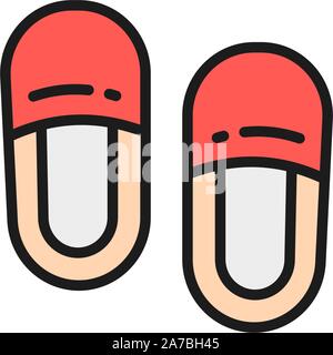 Home slippers flat color icon. Isolated on white background Stock Vector