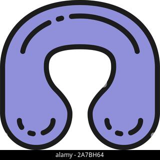 Curved pillow for neck flat color icon. Stock Vector