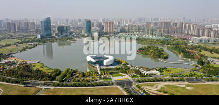 Suzhou. 31st Oct, 2019. Aerial photo taken on Oct. 31, 2019 shows a view of Taicang, east China's Jiangsu Province. Taicang has been making great efforts to improve business environment through facilitating administrative procedures for enterprises including registration, project approval and tax registration in recent years. As a result, Taicang has built economy and trade relations with over 160 countries and regions and attracted investment of over 1,500 foreign enterprises. Credit: Li Bo/Xinhua/Alamy Live News Stock Photo