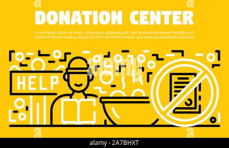 Donation center banner, outline style Stock Vector