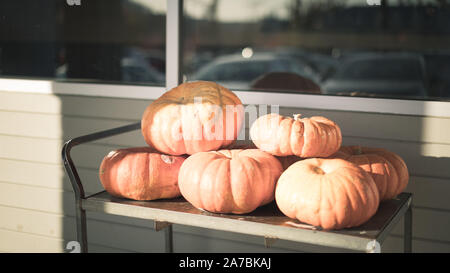 Beaverton, Oregon - Oct 31, 2019 : Halloween pumpkins on display at Safeway in Murrayhill Marketplace, Oregon Stock Photo