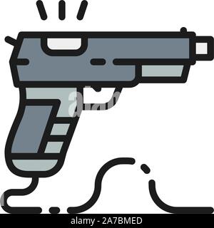 Game gun, pistol flat color line icon. Stock Vector