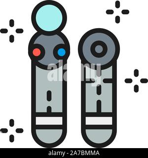 Move motion controller, joystick, gamepad flat color line icon. Stock Vector
