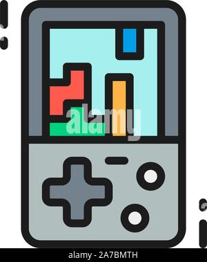 Tetris, electronic brick game flat color line icon. Stock Vector