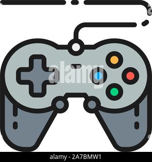 Joystick, gamepad, gaming device flat color line icon. Stock Vector