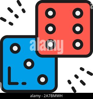 Dice flat color line icon. Isolated on white background Stock Vector