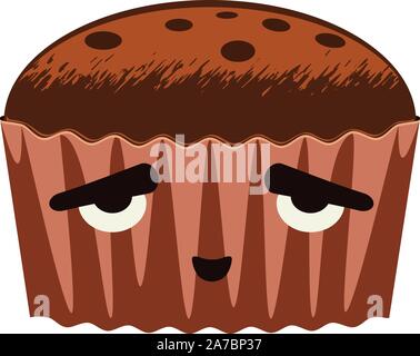 Tasty brownie cake illustration on white background. Stock Vector