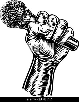 Fist Hand Holding Mic Microphone Cartoon Icon Stock Vector Image & Art ...