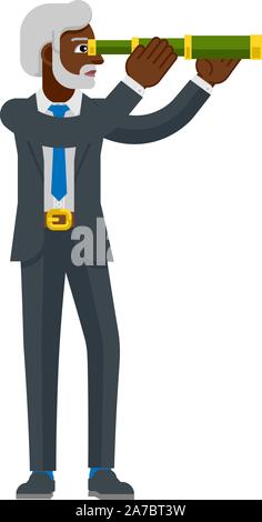 Telescope Spyglass Character Business Concept Stock Vector
