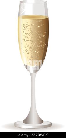 Glass of Champagne illustration over white background. Stock Vector