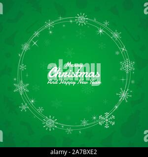 Christmas day shine light shadow gift green background and circle line snowflake. vector illustration Stock Vector