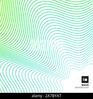 Abstract striped green wave curved line pattern on white background. Vector illustration Stock Vector