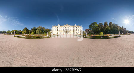 360 degree panoramic view of full seamless spherical hdri panorama 360 degrees angle view of city park near courtyard restored medieval castle with sculptures  equirectangular pro